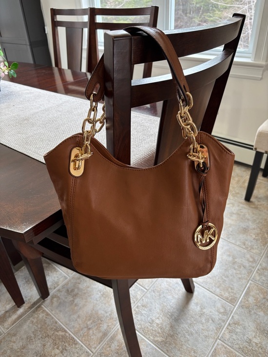Michael Kors Handbags - Michael Kors Cognac Leather Shoulder Bag with Gold Hardware